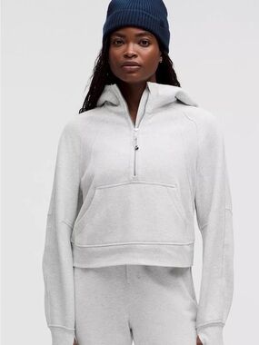 lululemon athletica Light Gray Half-Zip Hooded Sweatshirt